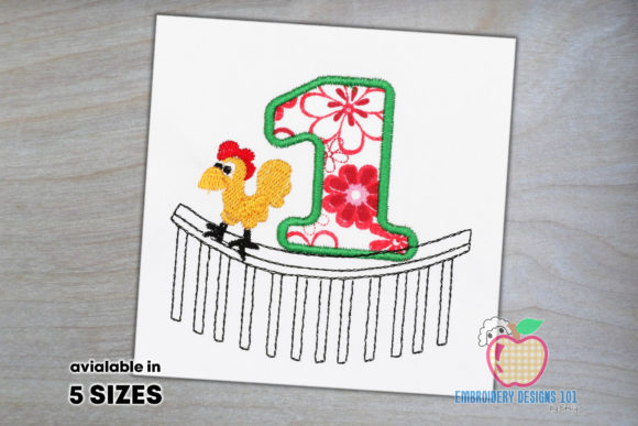 1st Birthday Rooster Crowing on a Fence Embroidery Review