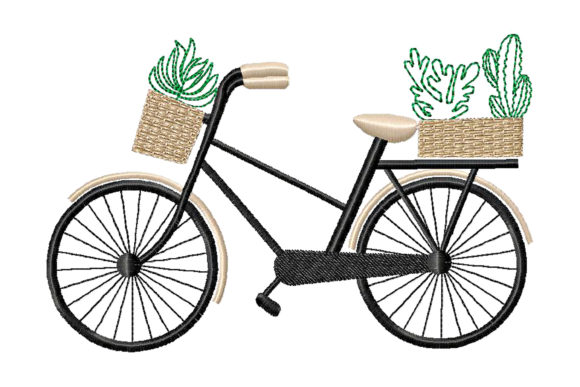 Bicycle with Cacti and Succulents Embroidery Review