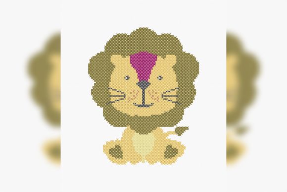 Cute Sitting Cartoon Lion