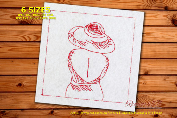 Girl with Hat Looking Away Redwork Review