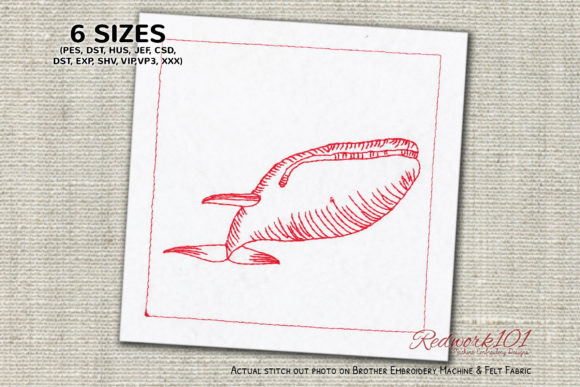 Large Blue Whale Redwork Embroidery Review